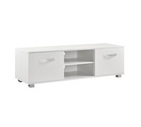 Mesa de tele laugar 120 x 40 x 38 cm - 2 puertas y estantes - aglomerado - blanco [en.casa]