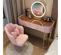 Mesa de tocador ajustable de 3 colores con luz táctil y escritorio de vidrio templado, juego de maquillaje grande para mujeres y niñas, tocador de dormitorio de 80 cm