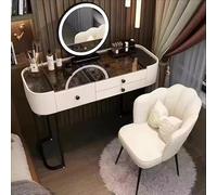 Mesa de tocador ajustable de 3 colores con luz táctil y parte superior de vidrio templado, tocador grande para mujeres y niñas, perfecto para dormitorios (tamaño: 80 cm, gris)