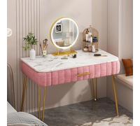 Mesa de tocador de maquillaje con espejo para dormitorio, cajón espacioso, 3 modos de iluminación (rosa, 60 cm), elegante tocador para entusiastas de la belleza