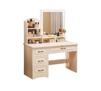 Mesa de tocador de maquillaje con espejo y luces, brillo ajustable, estante de almacenamiento de diseño moderno, perfecto para dormitorio o baño
