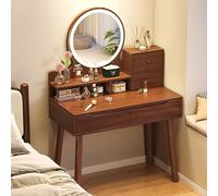 Mesa de tocador de maquillaje LED con espejo de brillo ajustable, 3 opciones de color, escritorio de cosmetología, estación de maquillaje, 128,5 x 40 x 80 cm, muebles elegantes para tu rutina de