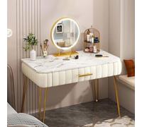 Mesa de tocador LED de maquillaje con espejo para dormitorio, cajón espacioso, 3 modos de iluminación, elegante diseño gris, 80 cm, perfecto para belleza y nización