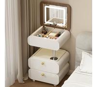 Mesa de tocador móvil con espejo iluminado y cajones de almacenamiento, no requiere instalación para una cómoda configuración de maquillaje y vestimenta