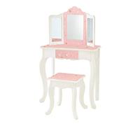 Mesa de tocador rosa de madera con espejo y banqueta de Teamson Kids TD-11670K
