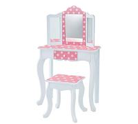 Teamson Kids Tocador De Madera para Niños con Espejo, Mesa Y Taburete Rosa VEN-TD-11670F
