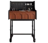 Mesa de tocador sin espejo ni taburete, 80 cm, madera de fresno, 1 cajón, amplio almacenamiento, elegante escritorio de maquillaje para dormitorio o sala de maquillaje