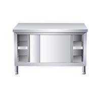 Mesa de trabajo comercial de acero inoxidable, 80 x 40 x 80 cm, mesa de preparación de cocina, mesa con 2 tiradores para exteriores, pies ajustables para restaurantes, hoteles, duradera y versátil