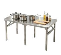 Mesa de trabajo comercial de acero inoxidable, mesa de preparación resistente con patas galvanizadas, mesa de comedor rectangular plegable con certificación NSF, esquina redonda