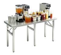 Mesa de Trabajo Comercial, estación de Trabajo, Mesa Plegable de Acero Inoxidable para encimera de Cocina, Mesa de Comedor Plegable Rectangular, Mesa de Trabajo portátil para Alimentos (150x