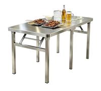 Mesa de trabajo comercial Mesa plegable parrilla, banco de trabajo de acero inoxidable cocina carrito de barbacoa al aire libre, isla cocina portátil al aire libre y mesa horno pizza(120x70x55cm)