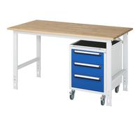 Mesa de trabajo con cajonera buck rodante con 3 cajones 2 x 150, 1 x 180 mm