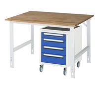 Mesa de trabajo con cajonera buck rodante con 4 cajones 1 x 90, 2 x 120, 1 x 140 mm