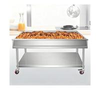 Mesa de Trabajo con Ruedas Y Encimera de Cocina Mesa Acero Inoxidable de dos Niveles Adecuado para Operaciones de Clasificación en Mercados Nocturnos H80 Centímetros Incorpora Función de Filtración