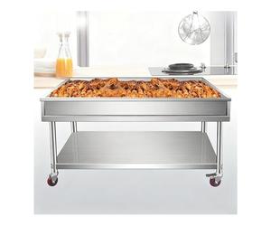 Mesa de Trabajo con Ruedas Y Encimera de Cocina Mesa Acero Inoxidable de dos Niveles Adecuado para Operaciones de Clasificación en Mercados Nocturnos H80 Centímetros Incorpora Función de Filtración