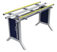 Mesa de trabajo con vía de rodillitos workline bedrunka hirth, bastidor básico