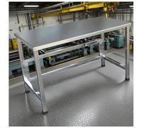 Mesa de trabajo de acero inoxidable 304 de 78 cm de alto espesor, diseño de borde biselado, almohadillas antideslizantes para pies, banco de trabajo duradero para cocina, garaje, taller, uso pesado