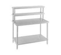 Mesa de trabajo de acero inoxidable con estante superior - ECO - 120 x 60 cm - 500 kg - 2 niveles - Royal Catering