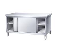 Mesa de trabajo de acero inoxidable con puertas correderas, Mesa de Trabajo con Espacio de Almacenamiento, para despensas, restaurantes, cocinas, grandes cocinas(100*60*80cm/39.4*23.6*31.5in)
