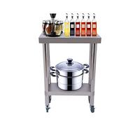 Mesa de trabajo de acero inoxidable con ruedas, 60 x 30 x 85 cm, mesa de acero inoxidable, superficie de trabajo móvil de acero inoxidable para barbacoa y banco de trabajo, mesa de alto rendimiento