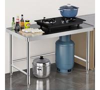 Mesa de trabajo de acero inoxidable, mesa de preparación de cocina de 1 nivel con encimera de 7 cm de grosor, estación de trabajo utilitaria para catering y garaje