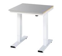 Mesa de trabajo de altura regulable eléctricamente, carga máx. 300 kg RAU, altura 720 - 1120 mm, chapa de acero inoxidable
