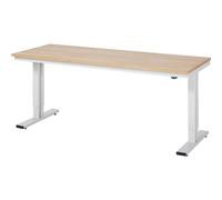 Mesa de trabajo de altura regulable eléctricamente, carga máx. 300 kg RAU, altura 720 - 1120 mm, tablero de haya maciza