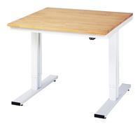 Mesa de trabajo de altura regulable eléctricamente, carga máx. 300 kg RAU, altura 720 - 1120 mm, tablero de haya maciza