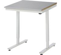 Mesa de trabajo de altura regulable eléctricamente, serie Adlatus 150 RAU, tablero de acero inoxidable, altura 720 - 1120 mm