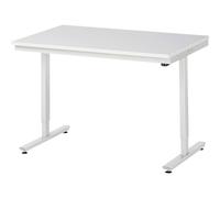 Mesa de trabajo de altura regulable eléctricamente, serie Adlatus 150 RAU, tablero de melamina ESD, altura 720 - 1120 mm