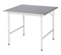 Mesa de trabajo, de altura regulable RAU, armazón de 30 x 30 mm, tablero de chapa de acero