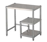 Mesa de trabajo de cocina de acero inoxidable con estantes abiertos, estación de preparación de alimentos resistente, 80 x 40 x 80 cm, solución de almacenamiento para restaurantes y cocinas domésticas