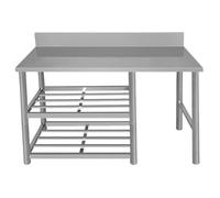 Mesa de trabajo de cocina de acero inoxidable, estante abierto, estación de cocina, mesa independiente de preparación de restaurante para botella de gas, color plateado, 120 x 50 x 80 cm