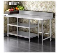 Mesa de trabajo gruesa de acero inoxidable 304 - Estante de cocina de altura ajustable con barandilla, banco de trabajo de 31.5 x 19.7 pulgadas para cocinar y preparar alimentos