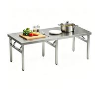Mesa de trabajo plegable de acero inoxidable, banco de trabajo para cocina, mesa de comedor rectangular, base abierta, grado comercial, mesas utilitarias plateadas - altura 55/75 cm(160x40x75cm)