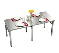 Mesa de Trabajo Plegable de Acero Inoxidable con Ruedas, Mesa de Trabajo Resistente para preparación de Alimentos, Mesa de Comedor Rectangular, Isla de Cocina, encimera (180x40x75cm)