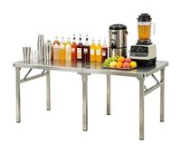Mesa de Trabajo Rectangular Plegable de Acero Inoxidable, Mesa de Comedor portátil, encimera, Banco de Trabajo Comercial práctico para cocinas y talleres comerciales (160x40x55cm)