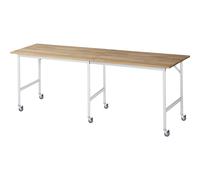 Mesa de trabajo, rodante tablero de madera maciza de haya, grosor 25 mm, 30 x 30 mm