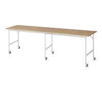 Mesa de trabajo, rodante tablero de madera maciza de haya, grosor 25 mm, 30 x 30 mm