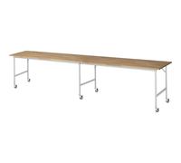 Mesa de trabajo, rodante tablero de madera maciza de haya, grosor 25 mm, 30 x 30 mm