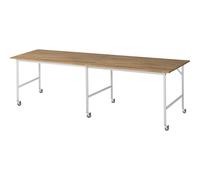 Mesa de trabajo, rodante tablero de madera maciza de haya, grosor 25 mm, 30 x 30 mm