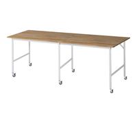 Mesa de trabajo, rodante tablero de madera maciza de haya, grosor 25 mm, 30 x 30 mm