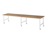 Mesa de trabajo, rodante tablero de madera maciza de haya, grosor 25 mm, 30 x 30 mm
