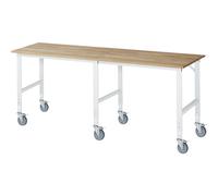 Mesa de trabajo, rodante tablero de madera maciza de haya, grosor 25 mm, 60 x 30 mm