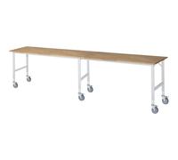 Mesa de trabajo, rodante tablero de madera maciza de haya, grosor 25 mm, 60 x 30 mm