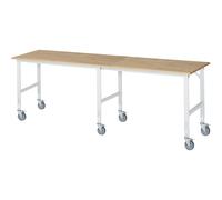 Mesa de trabajo, rodante tablero de madera maciza de haya, grosor 25 mm, 60 x 30 mm
