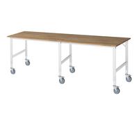 Mesa de trabajo, rodante tablero de madera maciza de haya, grosor 25 mm, 60 x 30 mm