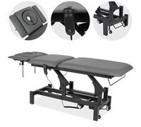 Mesa de tratamiento Fortis 5 ERGO, ajuste eléctrico, control remoto manual, cojín facial ERGO, ruedas, apoyabrazos, gris k722