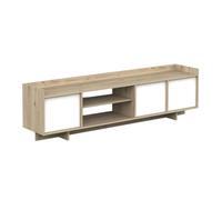 Mesa de tv lead 3 puertas 1 estante roble artisan y blanco 180 melamina moderna y elegante para sala de estar