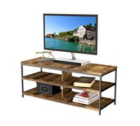 Mesa de tv, mueble de televisión salón 110 cm terra con 2 estantes y 4 espacios tvs de hasta 50" roble cambrian y negro 110x45x40 cm 110 cm